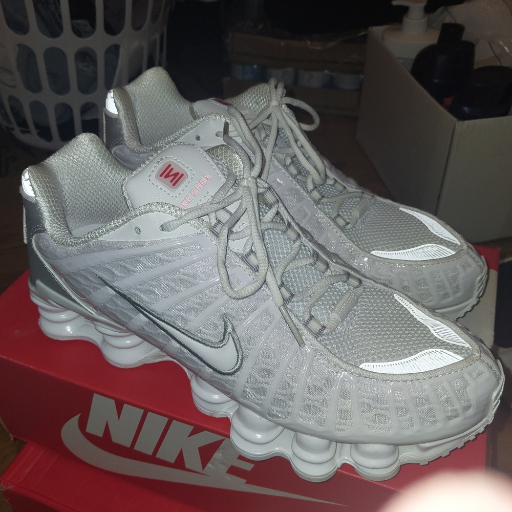 Nike Metallic Silver and White Athletic Shoes